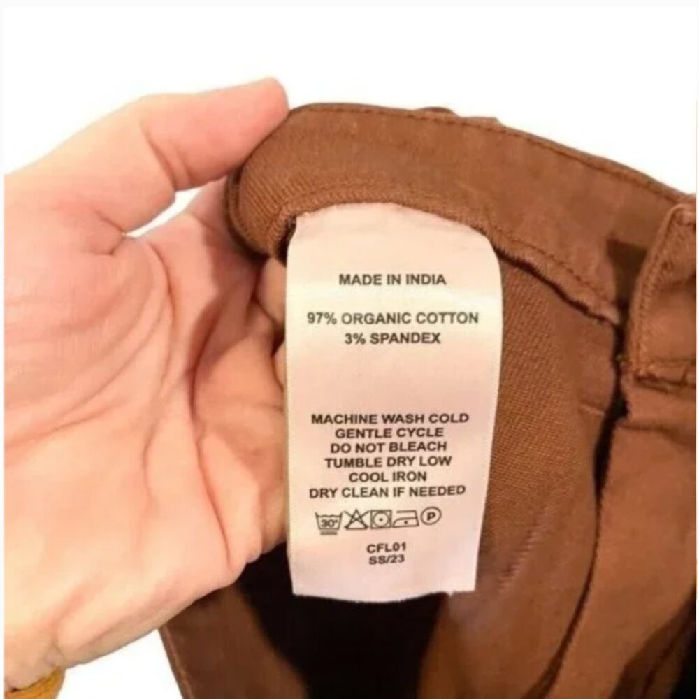 NWT Quince Organic Stretch Cotton Twill Wide-Leg Crop Pant Rust Brown Size 26 - Picture 7 of 8